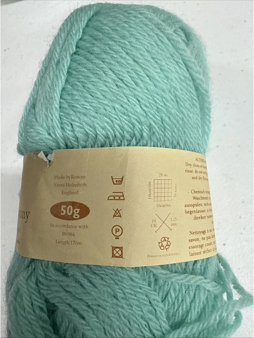 Rowan True 4-Ply Botany New Wool Yarn Shade Spearmint 3 Skein Lot